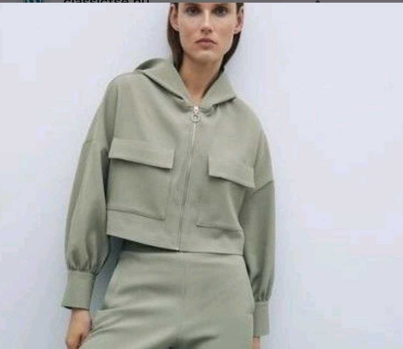 Zara Green Cropped Jacket