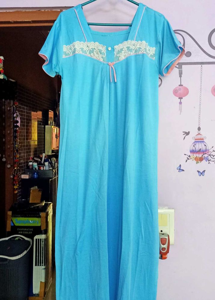 Blue Cotton Nightgown