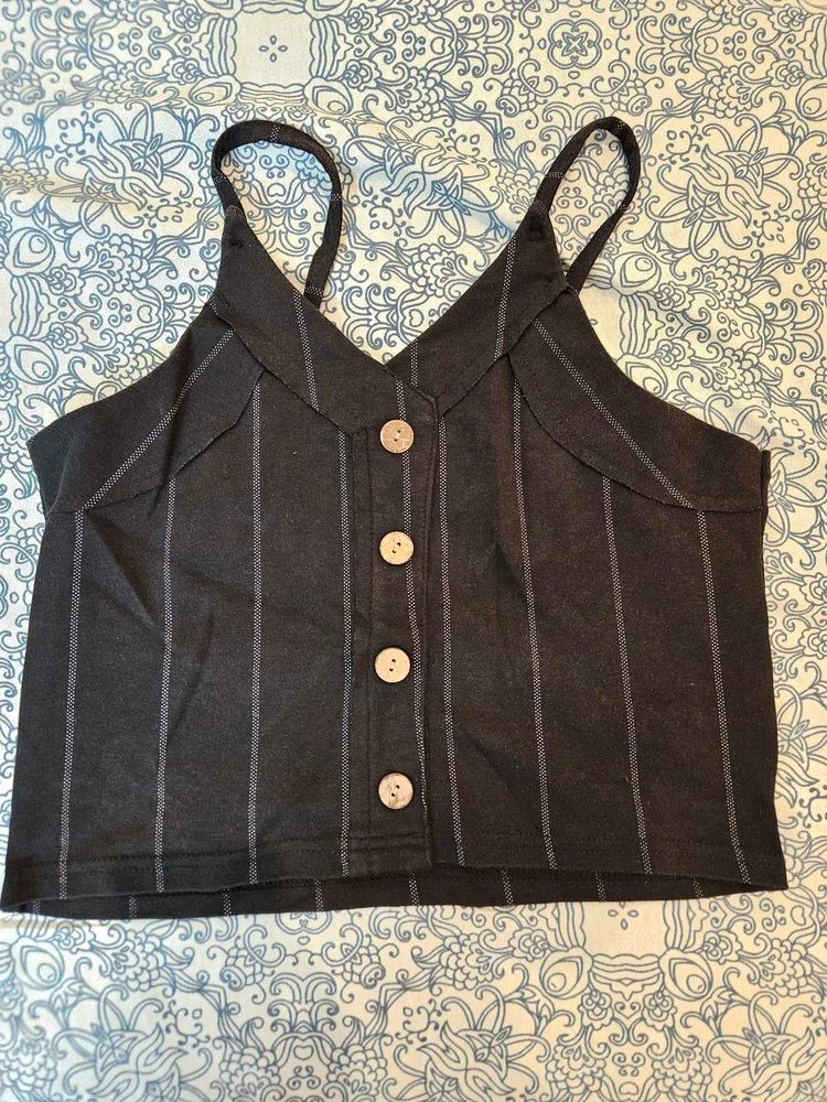 Striped Button-Front Tank Top
