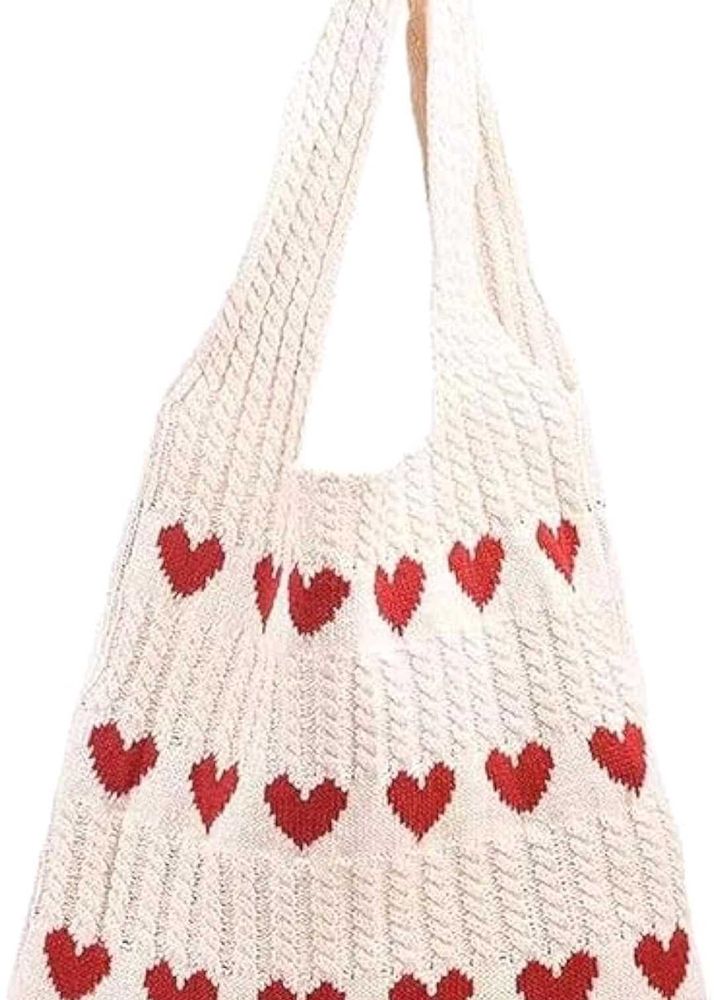 Heart Knit Tote Bag