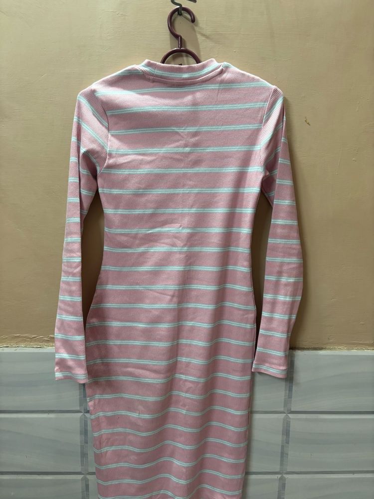 Pink Striped Bodycon Dress