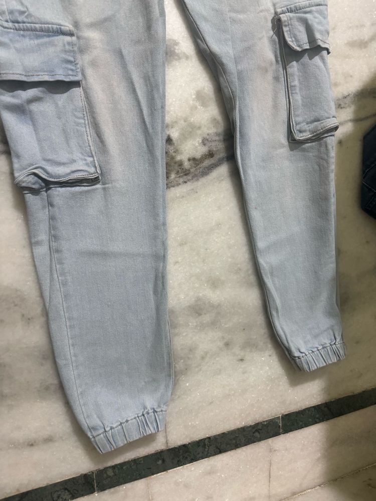 Light Wash Cargo Jeans