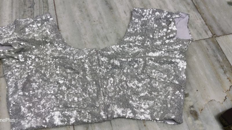 Silver Sequence Blouse Very Beautiful
