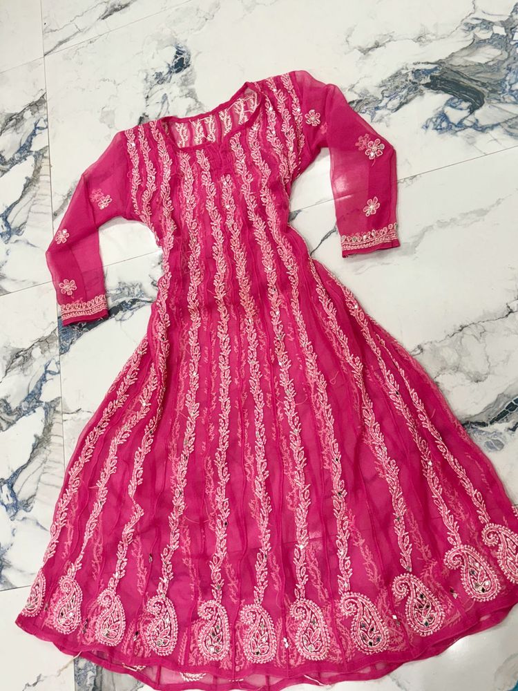 Pink Embroidered Anarkali Dress