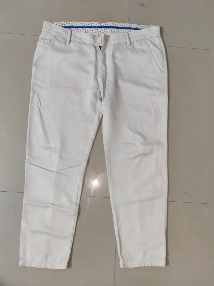 Stylish White Casual Trousers