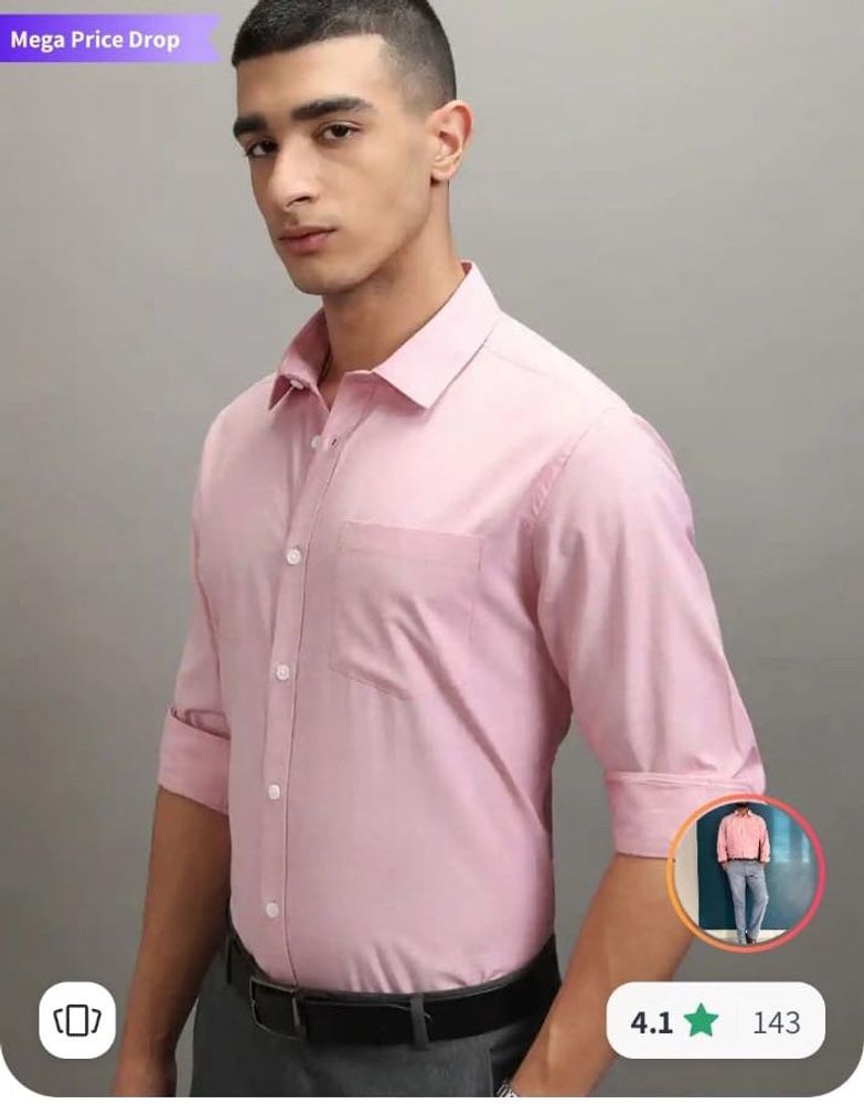 Pink Long Sleeve Formal Shirt