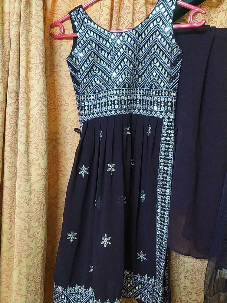 Elegant Purple Embroidered Dress