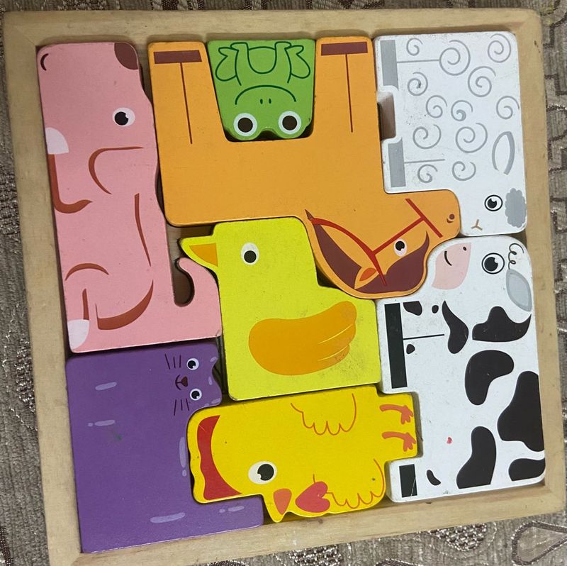 Wooden animal Tetris Puzzle