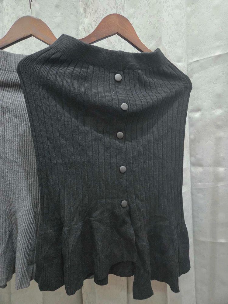 Cute Knit Button Skirt