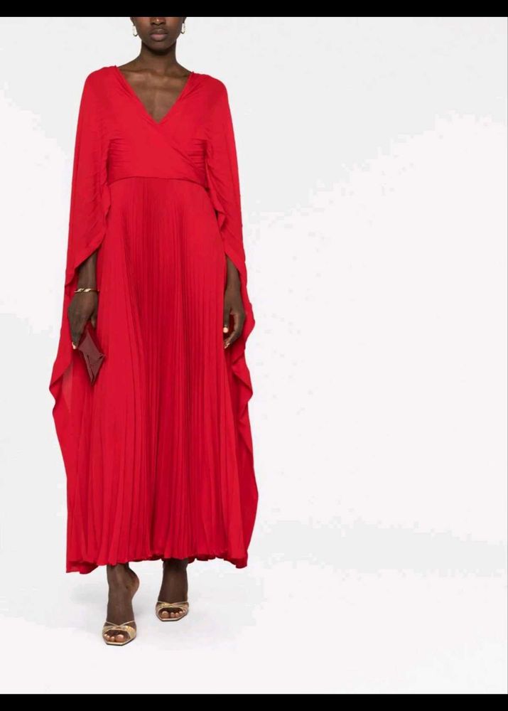 Valentino Garavani cape-effect pleated silk-george