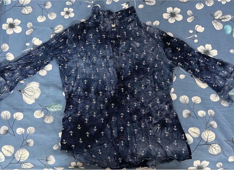 Anchor Print Button-Up shirt