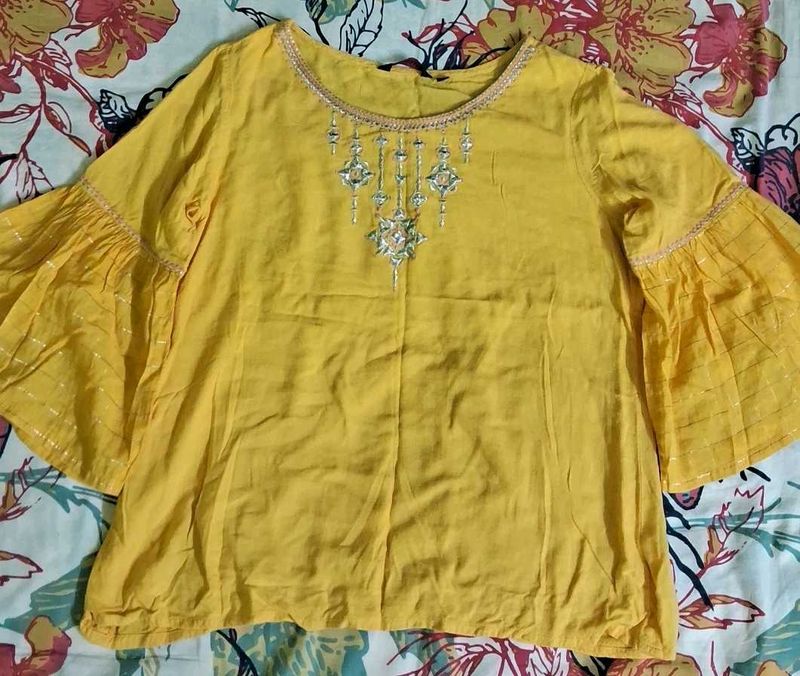 Yellow Embellished Blouse