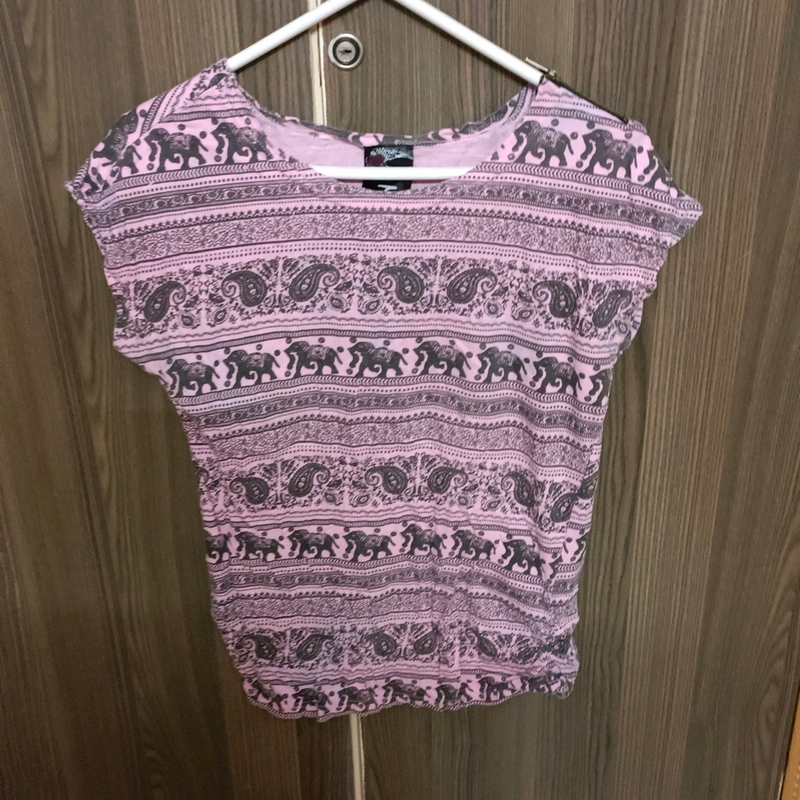 Elephant print pink top