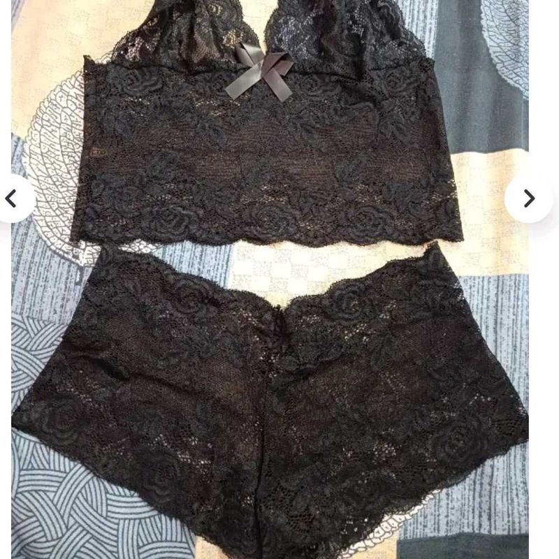 Black Net Bra Panty Set