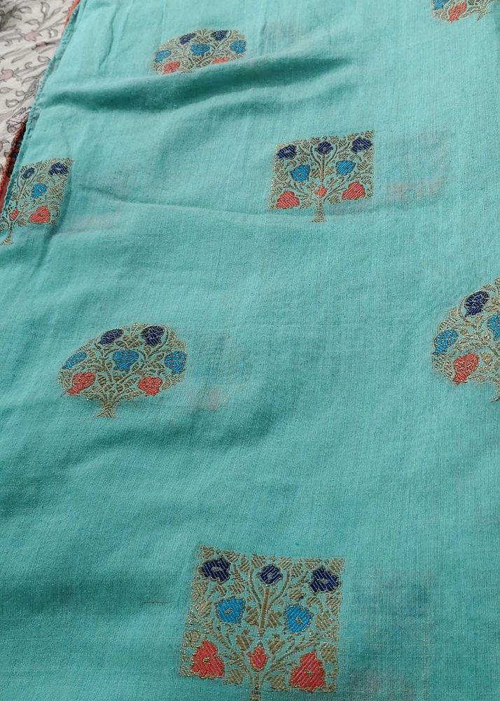 Teal Floral Print Fabric