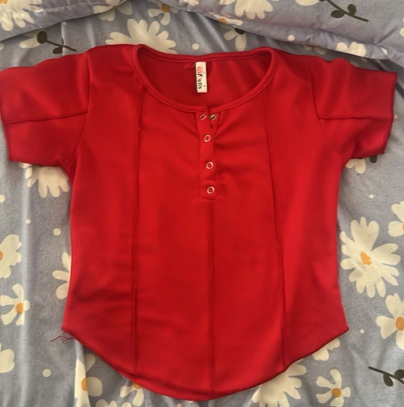 Red Button-Down Top