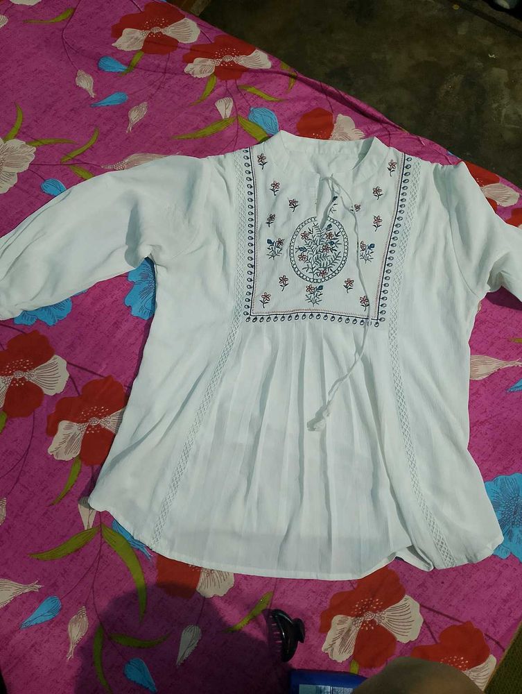 White Embroidered Top