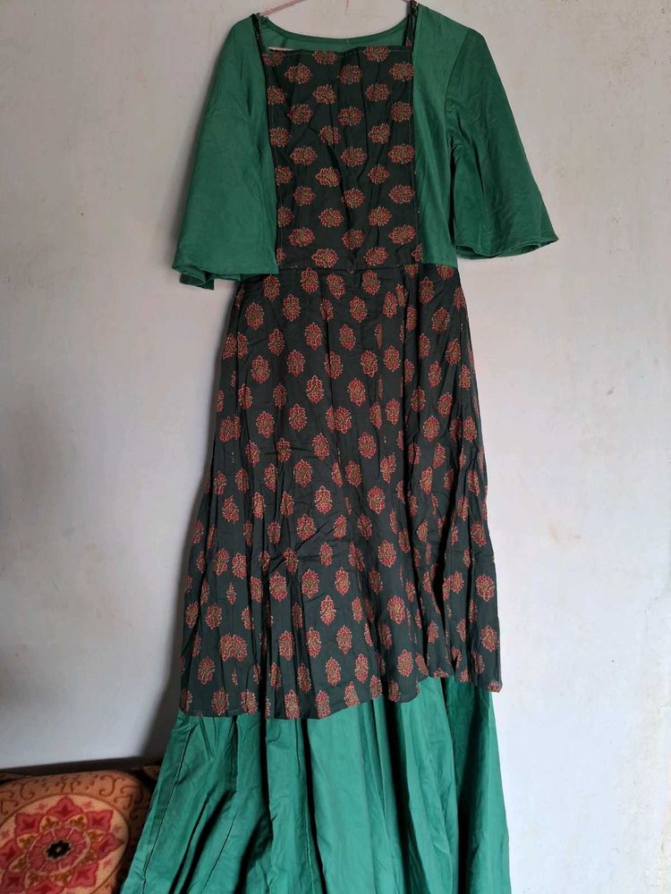 Green Print Maxi Dress