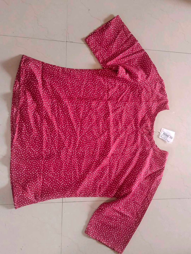 Maroon Polka Dot Top