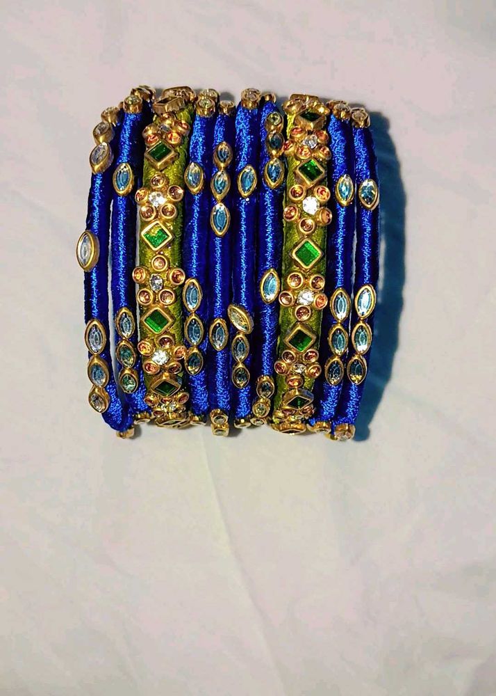 Silk Thread Bangles - Blue &amp; Green