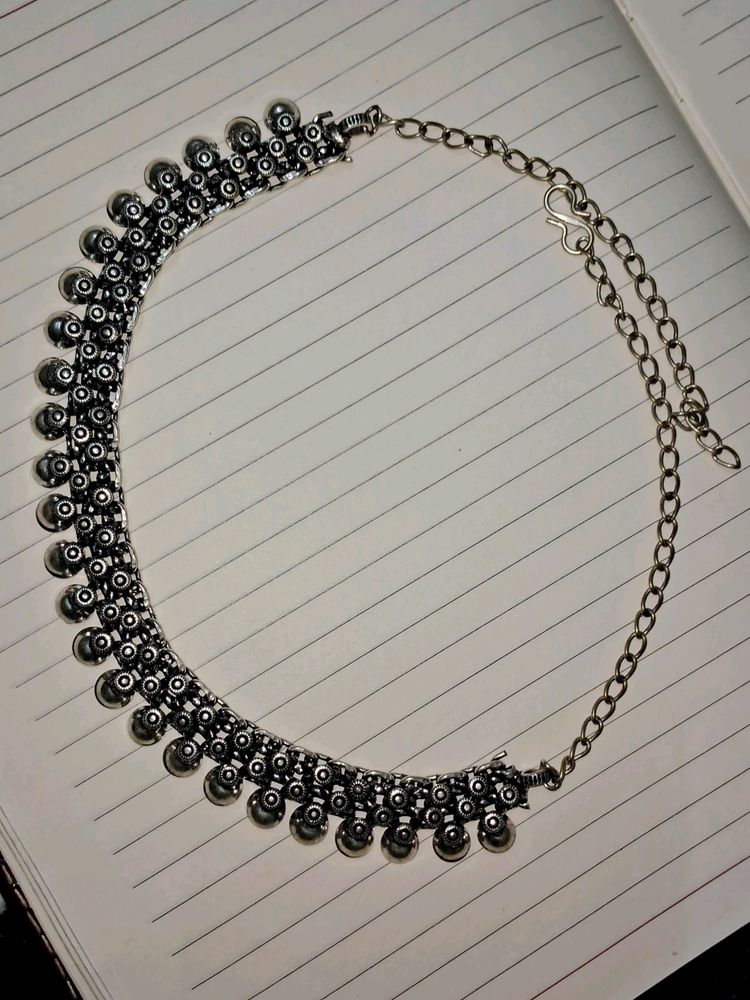 Oxidized Chocker Necklace With Earring