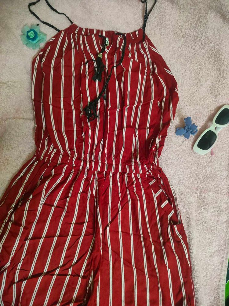 Striped Maroon Jumpsuit
