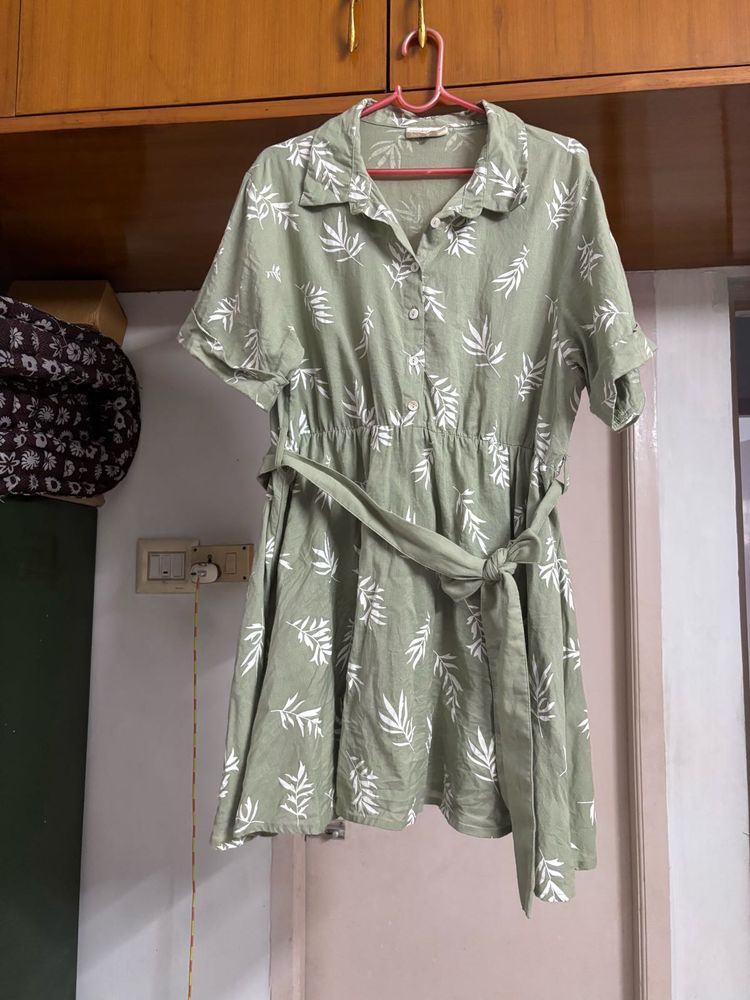“Bombay Paisley” MintGreen Leaf Print Dress