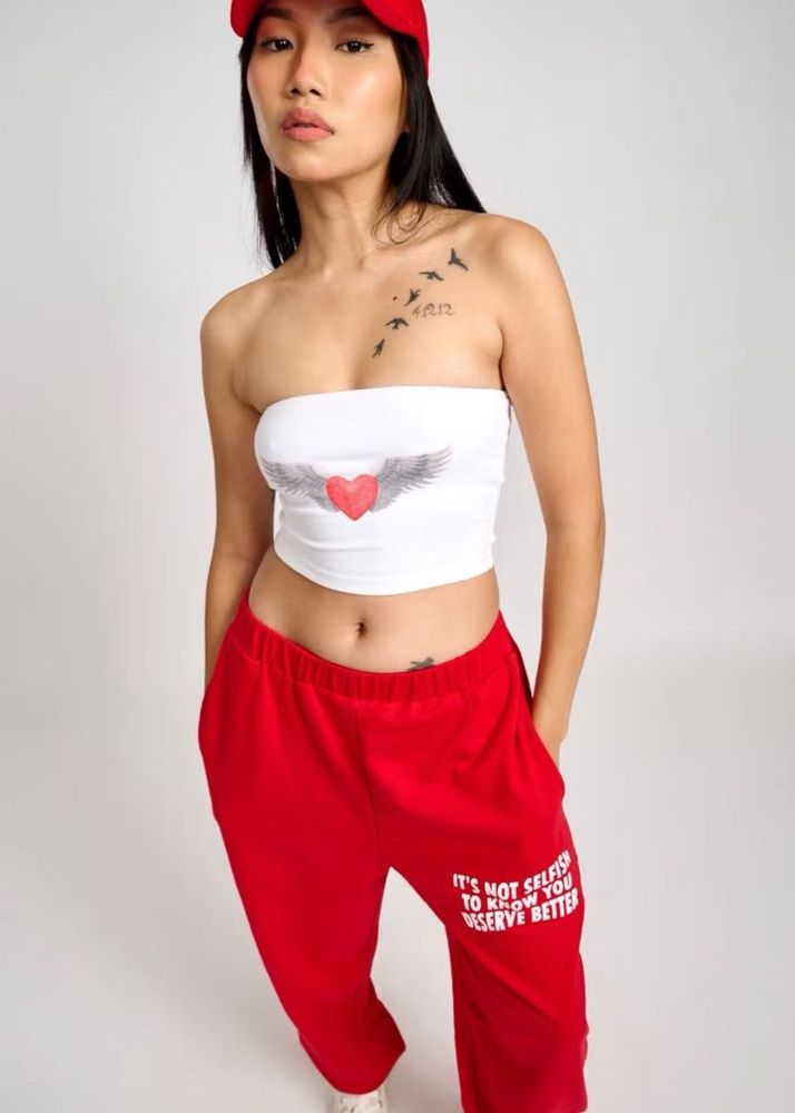 Red Graphic Print Lounge Pants