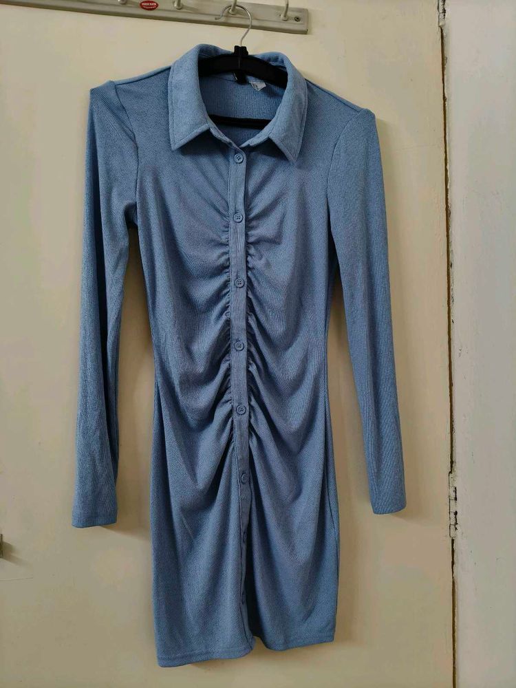 Cute Blue Shirt Dress