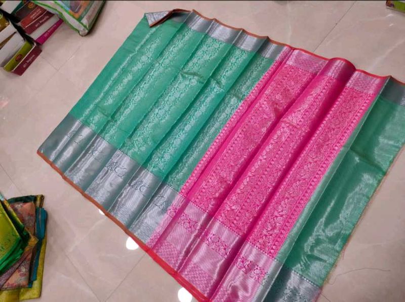 Elegant Green &amp; Pink Saree
