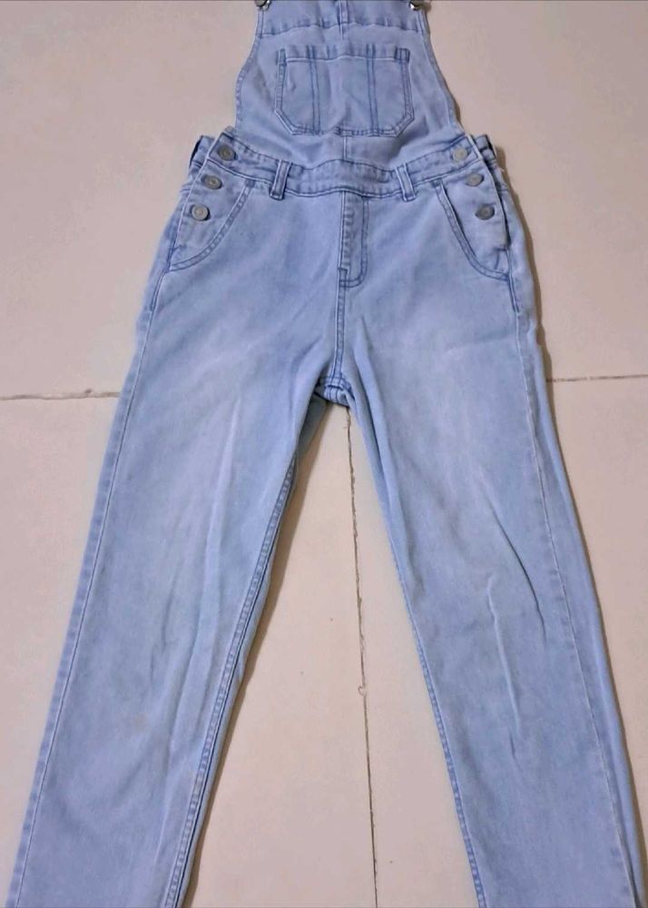 Max Light Wash Denim Dungarees For Girls