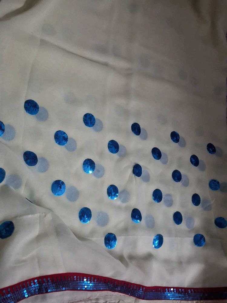 Elegant White &amp; Blue saree