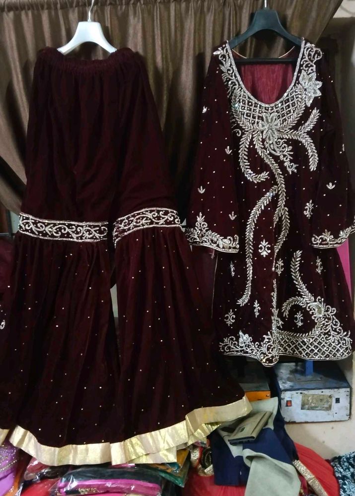Bridel Gharara Maroon Daimond Set 🌹🔥