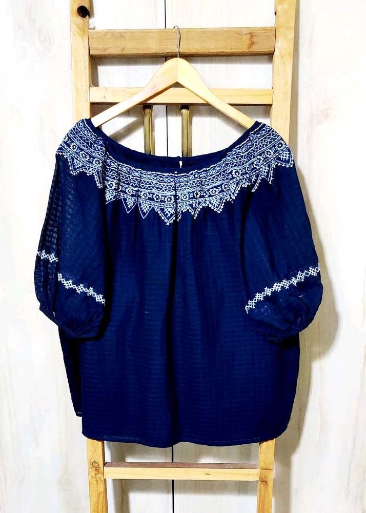 Elegant Embroidered Navy Top size-44-46