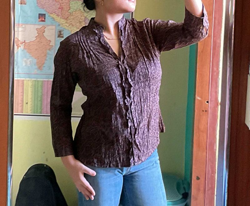 Brown Patterned Top