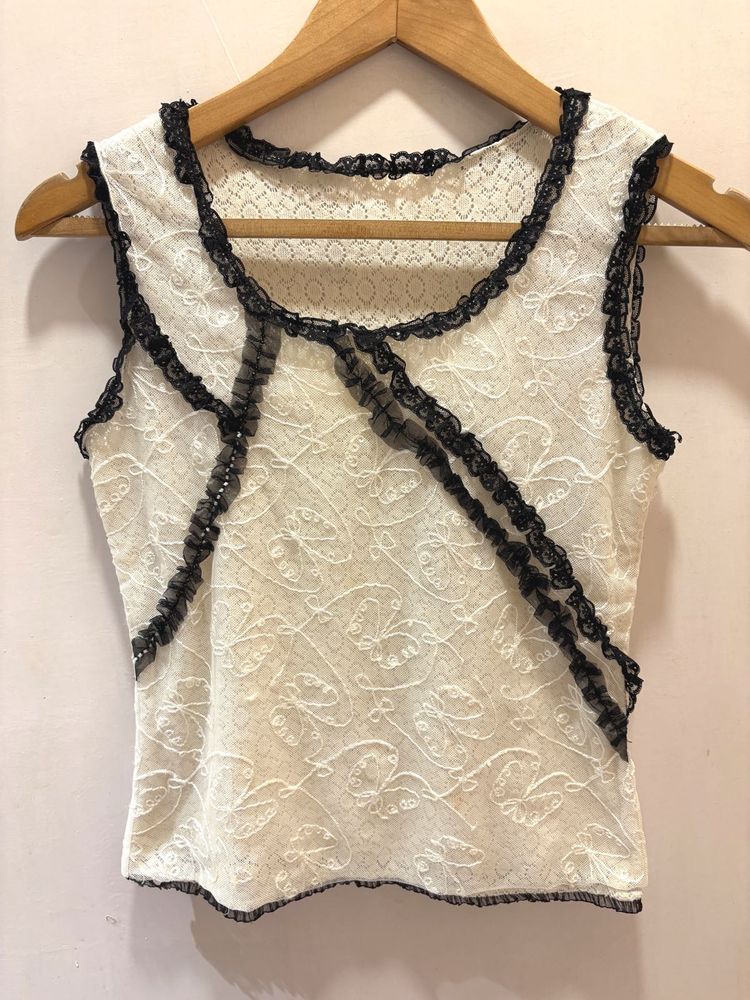 Beautiful Lace Trimmed  Top