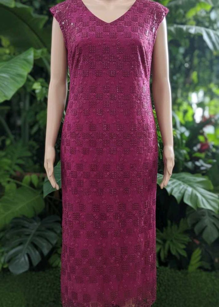Elegant Burgundy Lace Dress