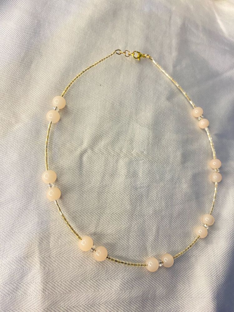 Peach Beaded Delicate Necklace