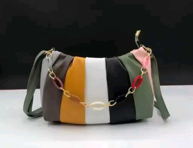 Color Block Chain Shoulder Bag