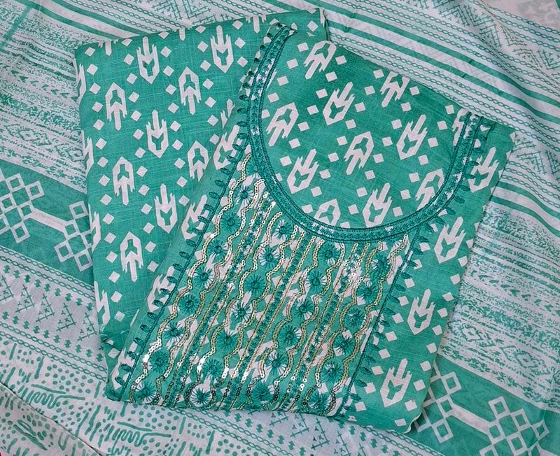 Teal Printed Salwar Kameez Suit