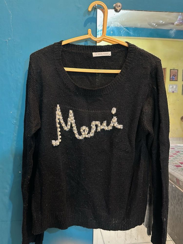Black &#39;Merci&#39; Sweater