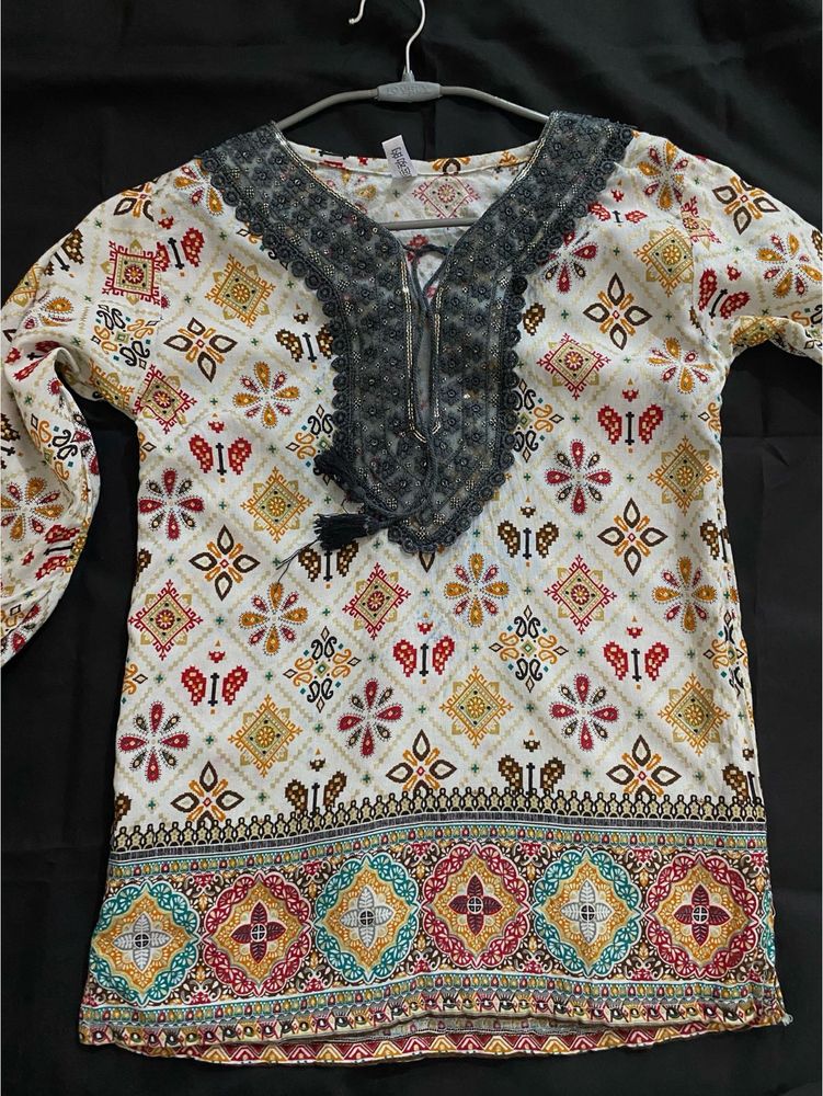 Multicolour Rajasthani Print Short Kurti