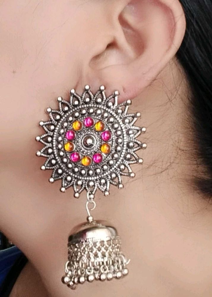 Beautiful Pink 🩷 And Yellow 💛 Jhumkas