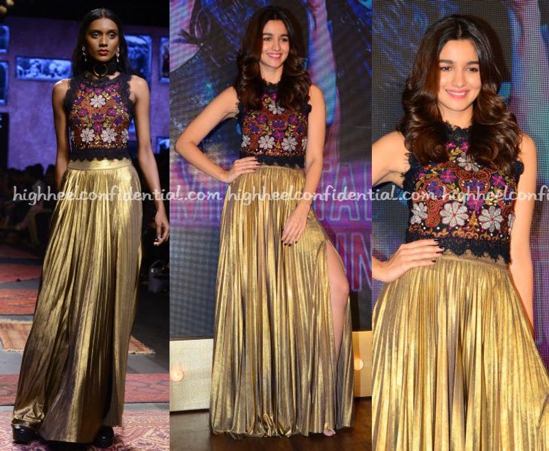 Ritu Kumar Label Gold Skirt &amp; Embroidered Top Set