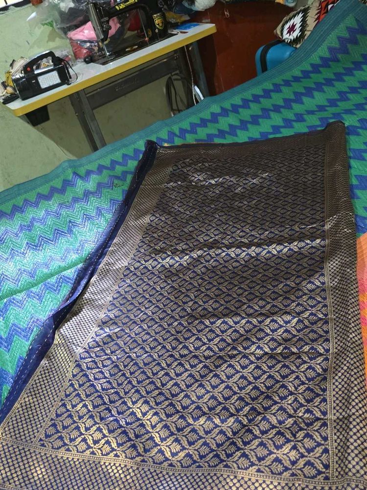 Elegant Blue &amp; Gold Saree banarasi sare
