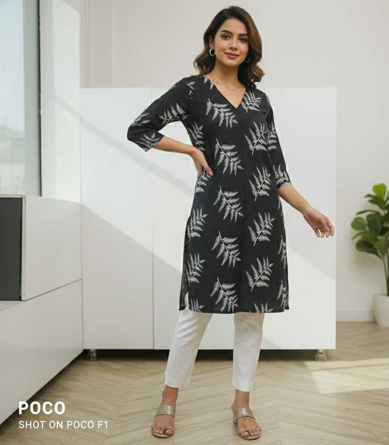 Elegant Black Printed Kurta