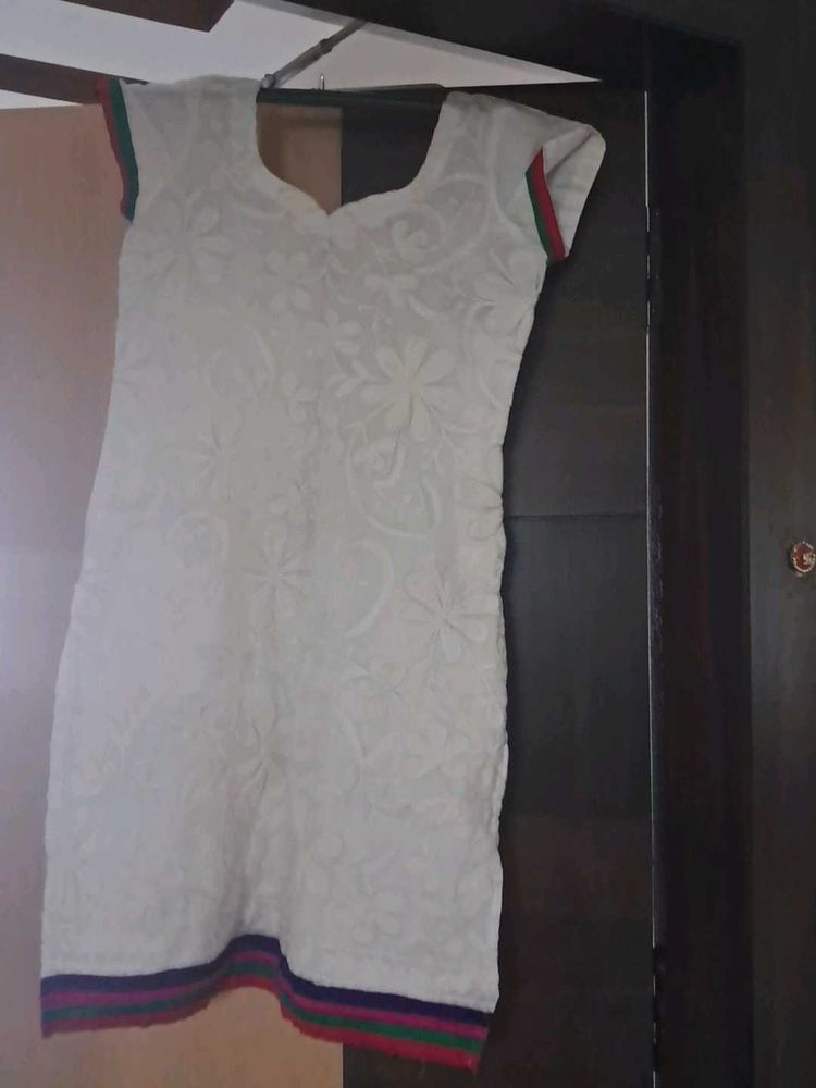 White Embroidered Kurti