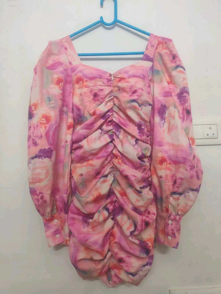 Pink Tie-Dye Mini Dress