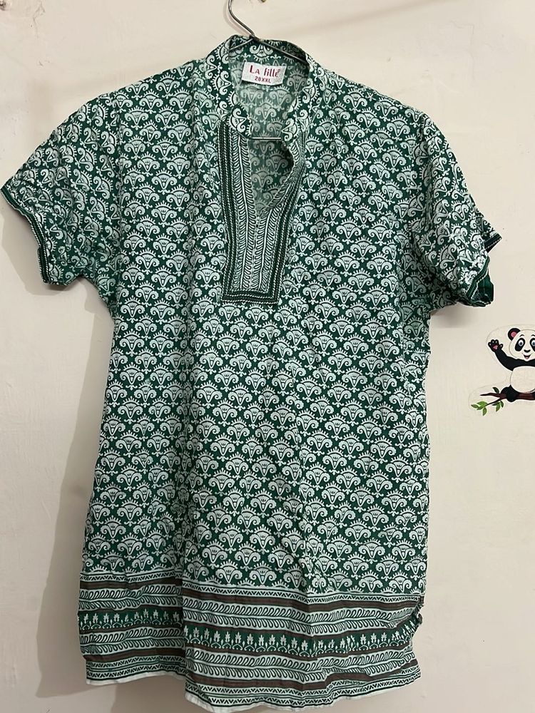 Green Printed Top