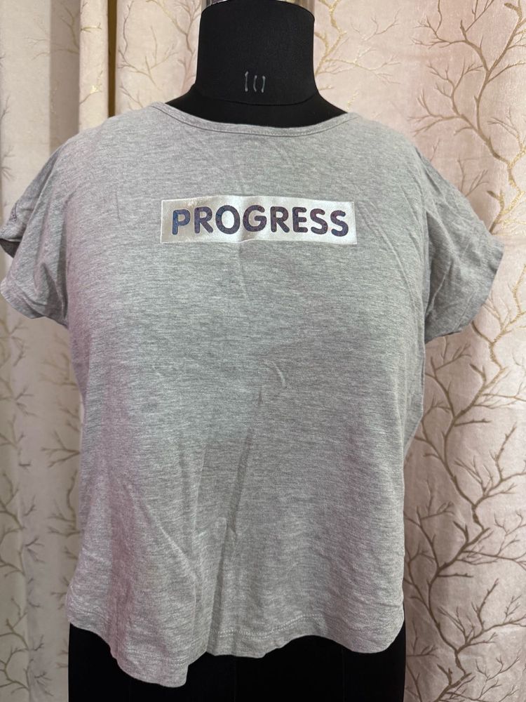 Gray 'Progress' Graphic Tee